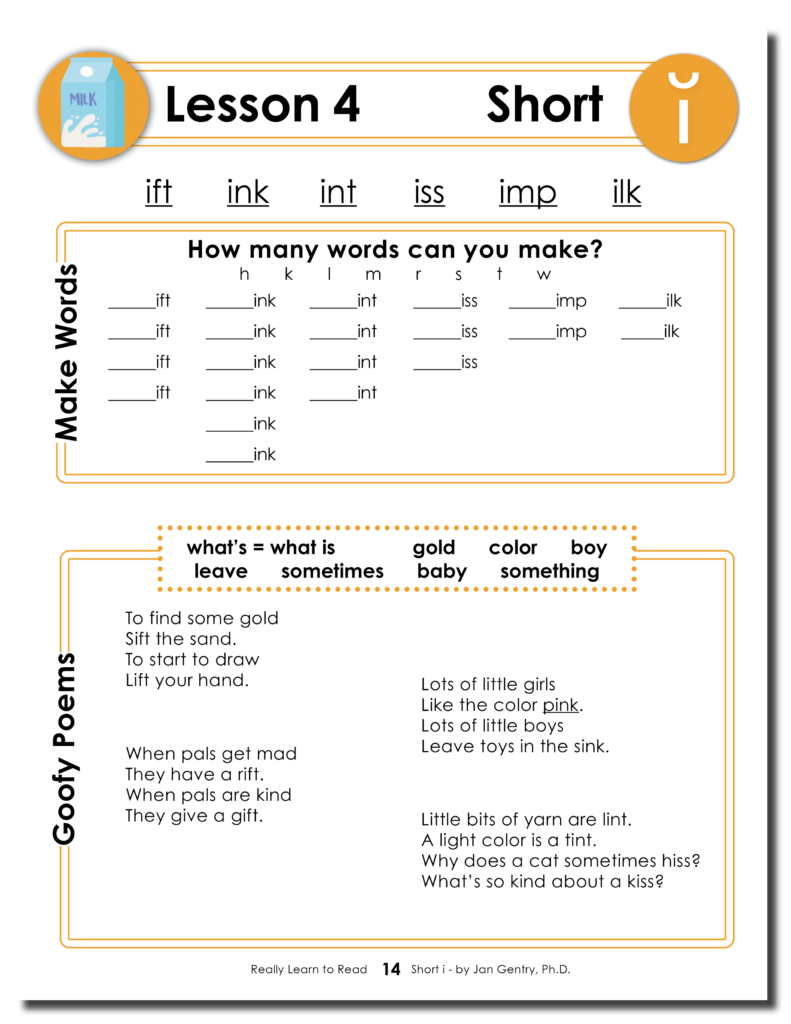 Really Learn to Read - Short i Reading Activity Workbook