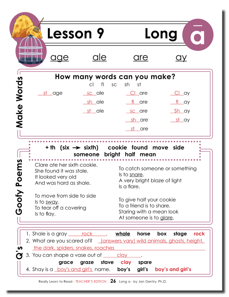 Really Learn to Read - Long a Reading Activity Workbook - Teacher's Edition