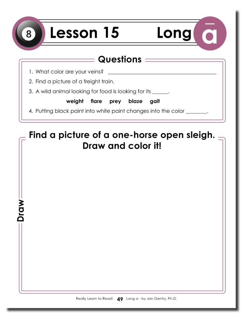 Really Learn to Read - Long a Reading Activity Workbook