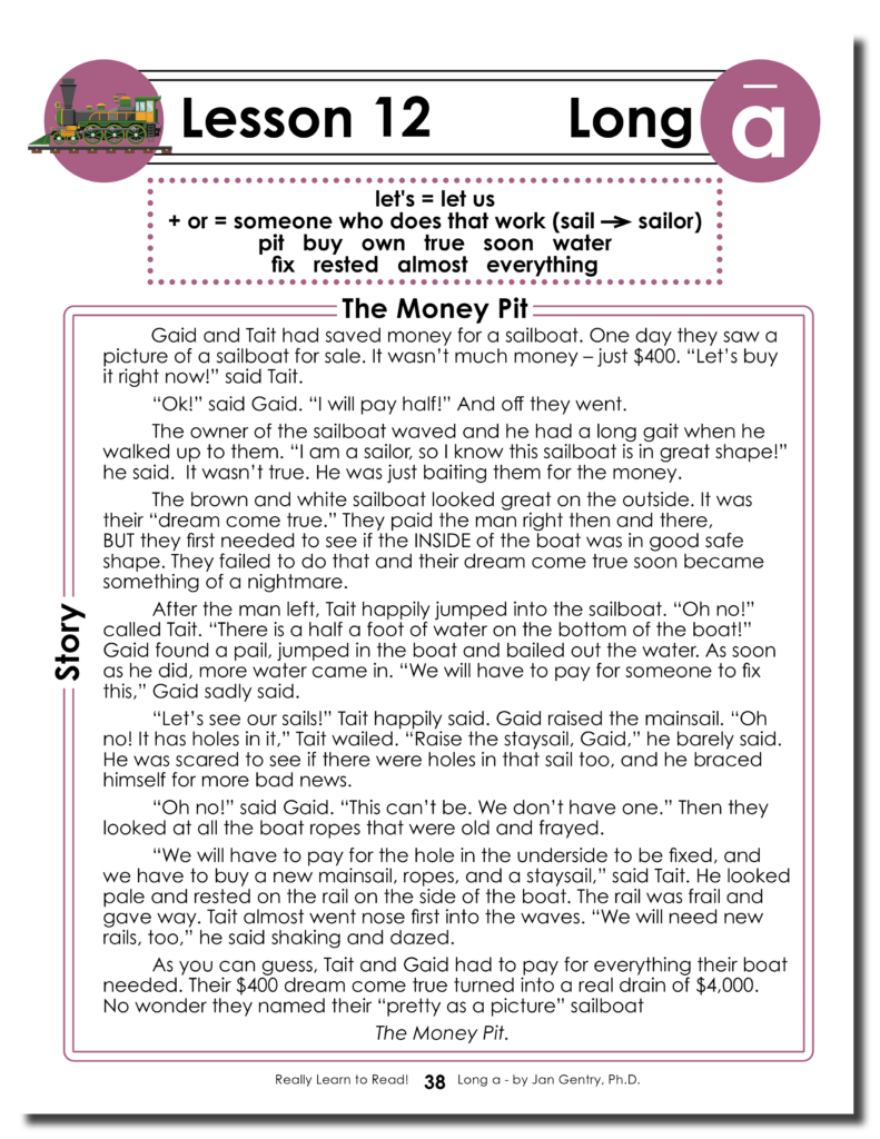 Really Learn to Read - Long a Reading Activity Workbook