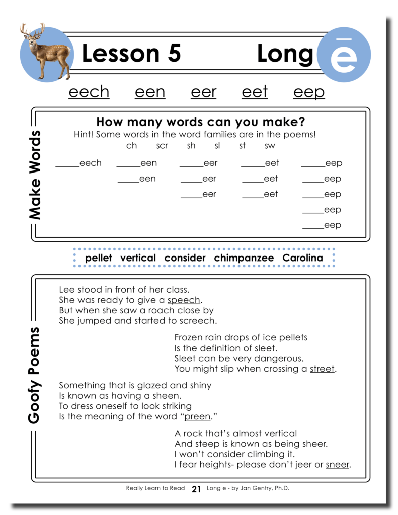 Really Learn to Read - Long e Reading Activity Workbook