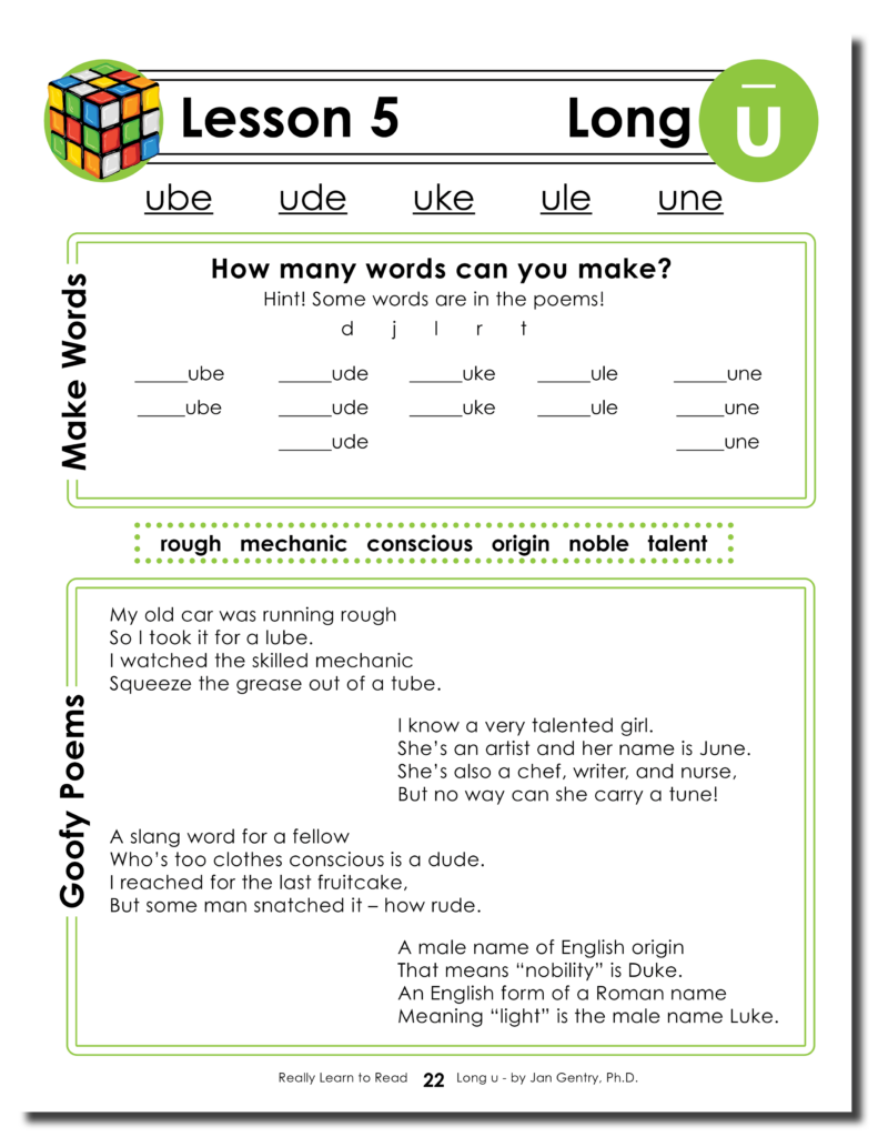 Really Learn to Read - Long u Reading Activity Workbook 