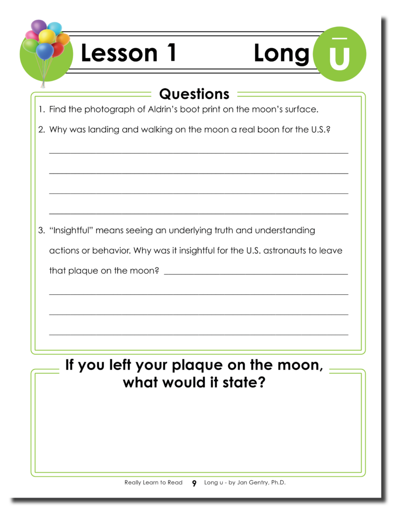 Really Learn to Read - Long u Reading Activity Workbook 