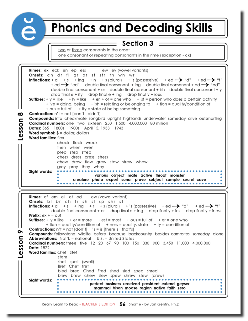 Really Learn to Read - Short e Reading Activity Workbook - Teacher's Edition