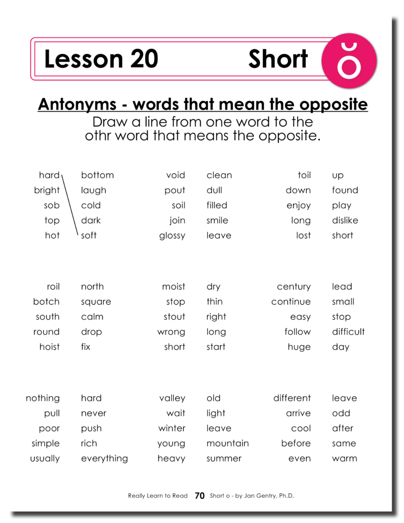 Really Learn to Read - Short o Reading Activity Workbook 