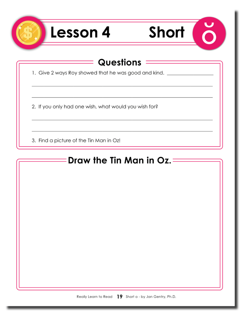 Really Learn to Read - Short o Reading Activity Workbook 