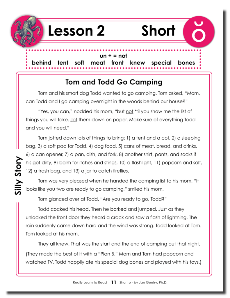 Really Learn to Read - Short o Reading Activity Workbook 