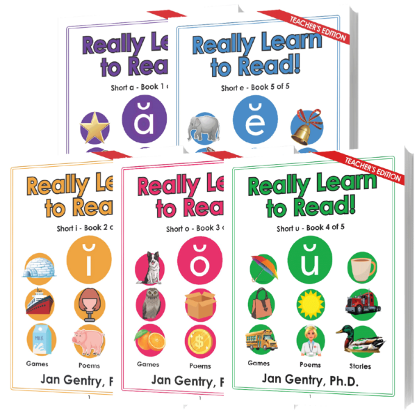 Really Learn To Read! Short Vowel Reading Lesson Book Series by Dr. Jan Gentry - Teacher's Editions